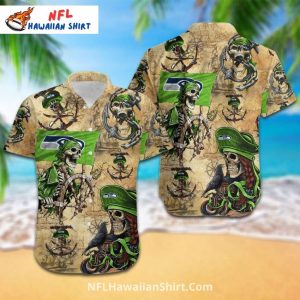 Seahawks Hawaiian Pirate Skull Vintage Map Style - Adult & Kids T-Shirts, Sweatshirts & Hoodies apparel design preview 1