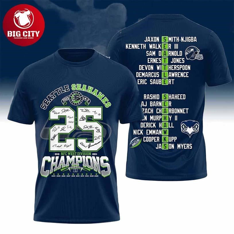 Seahawks NFC West Division Champs 2026 Print Two - Adult & Kids T-Shirts, Sweatshirts & Hoodies apparel design preview 1