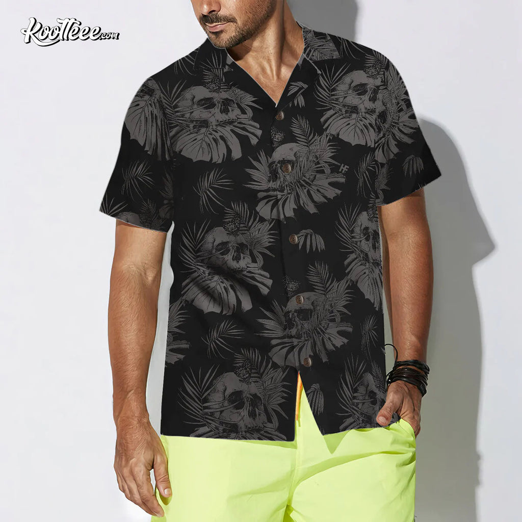 Seamless Gothic Skull With Butterfly Goth Hawaiian - Adult & Kids T-Shirts, Sweatshirts & Hoodies apparel design preview 1