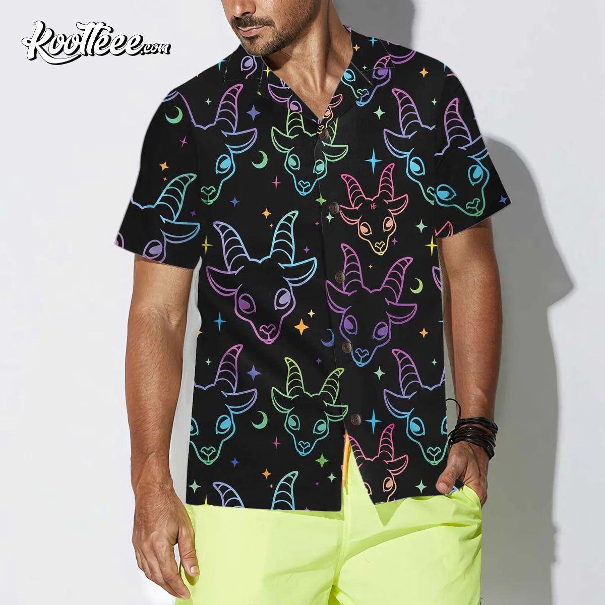 Seamless Multicolored Goat Heads Hawaiian - Adult & Kids T-Shirts, Sweatshirts & Hoodies apparel design preview 1