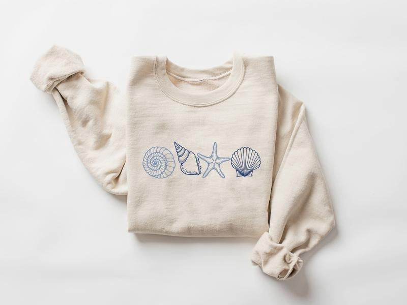 Seashells Beachy Beach Tropical Ocean Summer Vacation - Adult & Kids T-Shirts, Sweatshirts & Hoodies apparel design preview 1