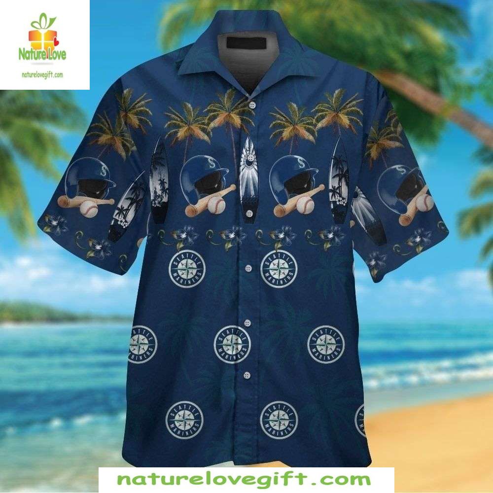 Seattle Mariners Hawaiian Baseball Surfboard Sunset - Adult & Kids T-Shirts, Sweatshirts & Hoodies apparel design preview 1