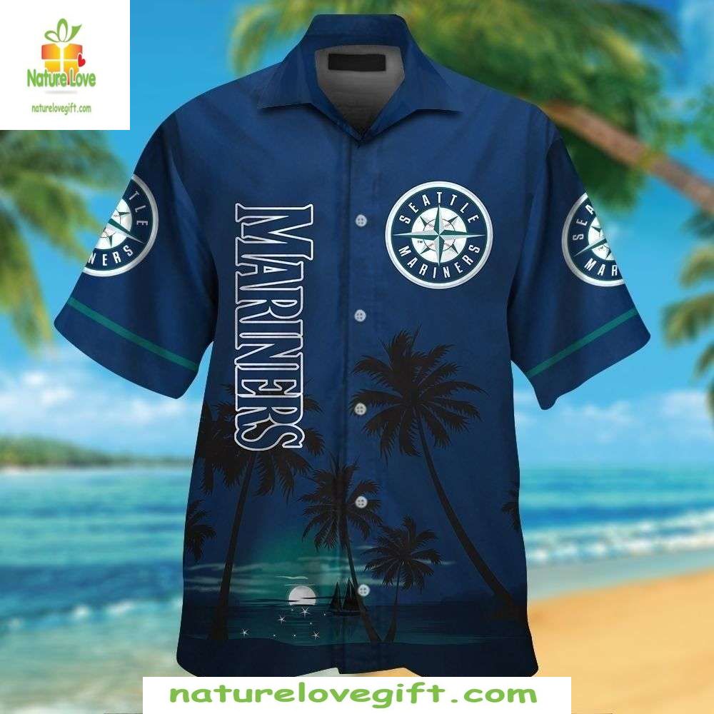 Seattle Mariners Hawaiian MLB Baseball Apparel Palm - Adult & Kids T-Shirts, Sweatshirts & Hoodies apparel design preview 1