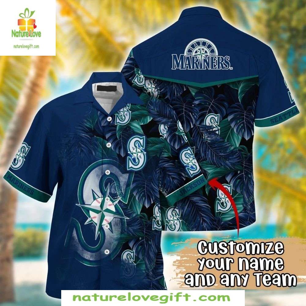 Seattle Mariners Hawaiian Custom Tropical Green - Adult & Kids T-Shirts, Sweatshirts & Hoodies apparel design preview 1