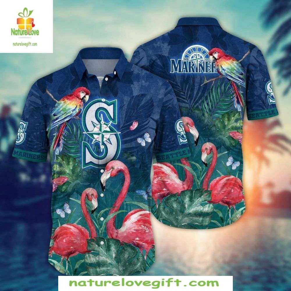 Seattle Mariners Hawaiian Flamingo Tropical Foliage - Adult & Kids T-Shirts, Sweatshirts & Hoodies apparel design preview 1