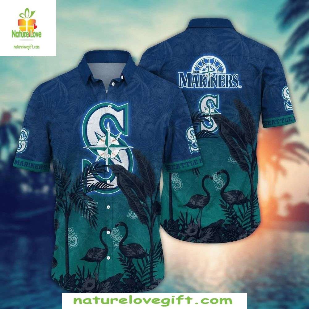 Seattle Mariners Hawaiian Flamingo Tropical Green - Adult & Kids T-Shirts, Sweatshirts & Hoodies apparel design preview 1