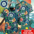 Seattle Mariners MLB Custom Name Hawaiian - Adult & Kids T-Shirts, Sweatshirts & Hoodies apparel design preview 1