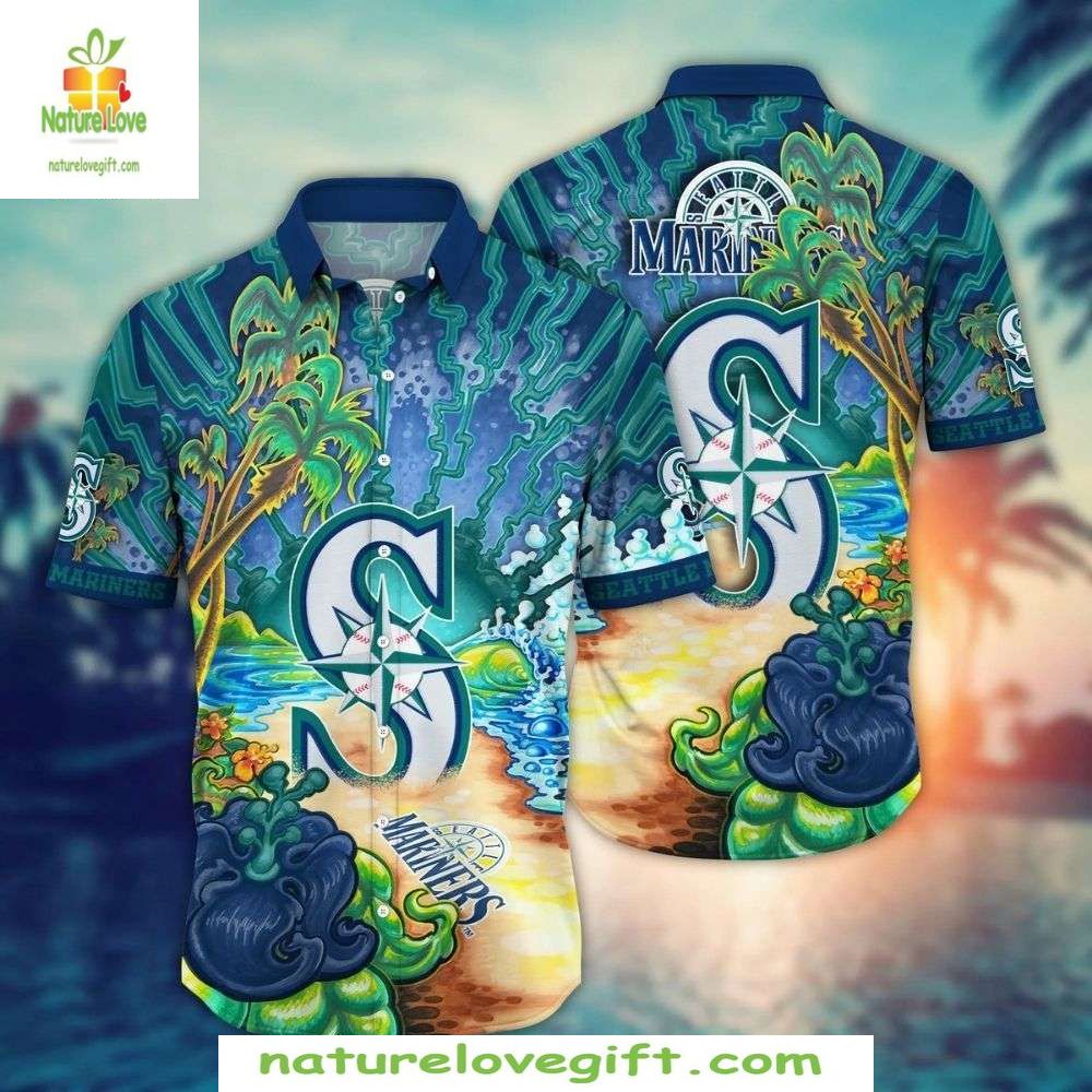 Seattle Mariners Hawaiian MLB Baseball Nautical Wave - Adult & Kids T-Shirts, Sweatshirts & Hoodies apparel design preview 1
