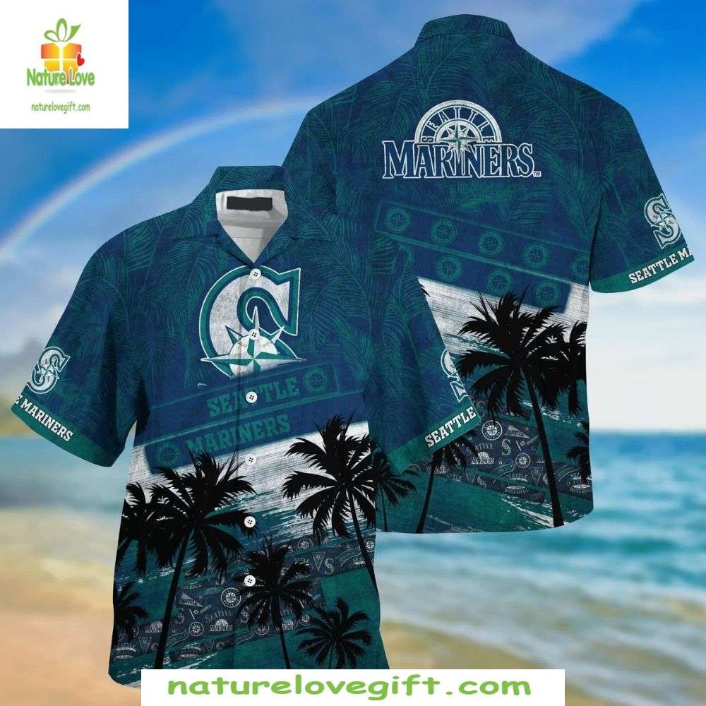 Seattle Mariners Hawaiian Starry Night Palm Tree - Adult & Kids T-Shirts, Sweatshirts & Hoodies apparel design preview 1
