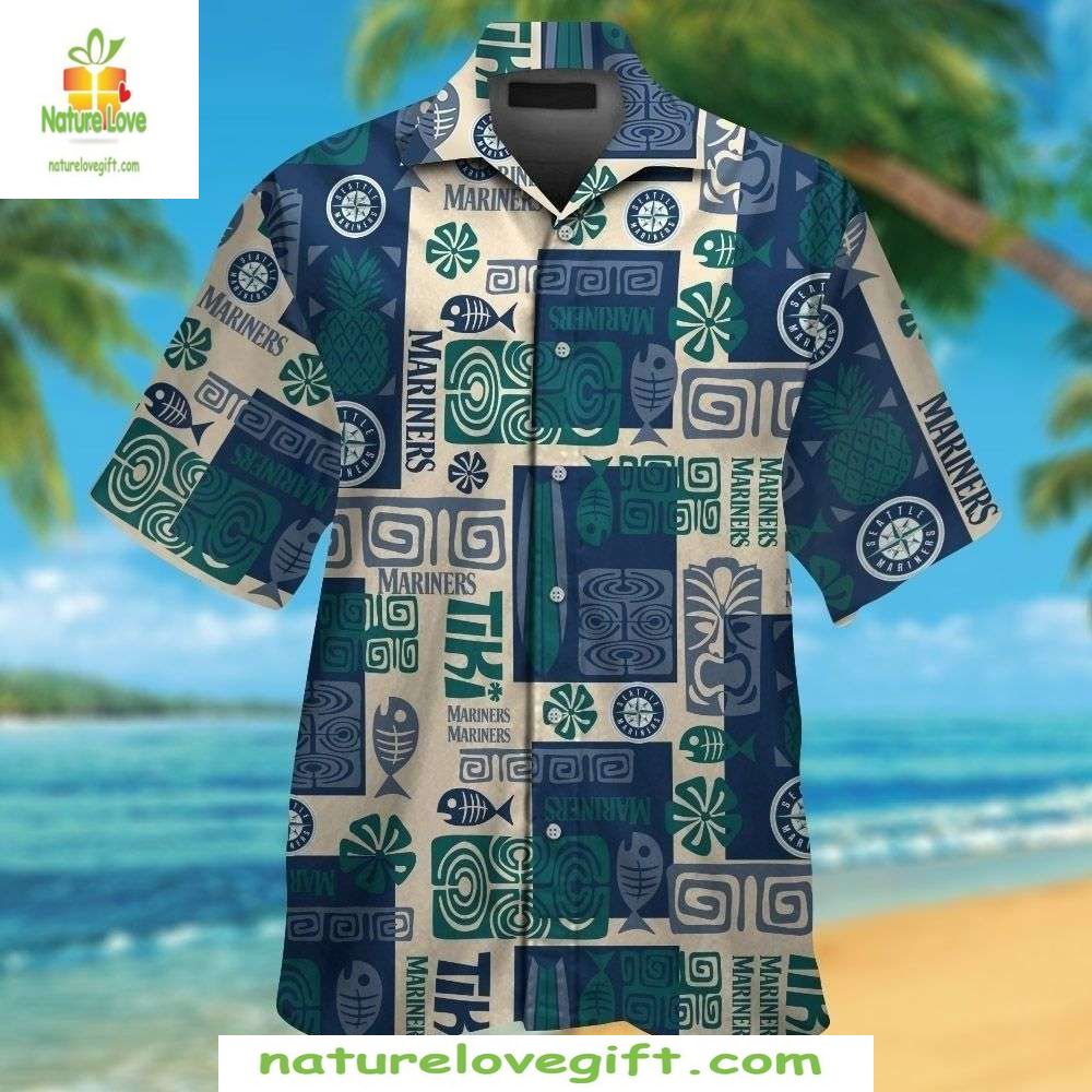 Seattle Mariners Hawaiian Tiki Pattern MLB Baseball - Adult & Kids T-Shirts, Sweatshirts & Hoodies apparel design preview 1
