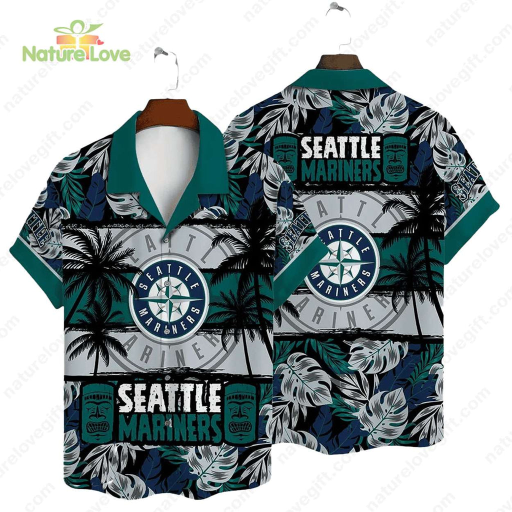 Seattle Mariners Tiki Tropical Leaves Trees MLB - Adult & Kids T-Shirts, Sweatshirts & Hoodies apparel design preview 1