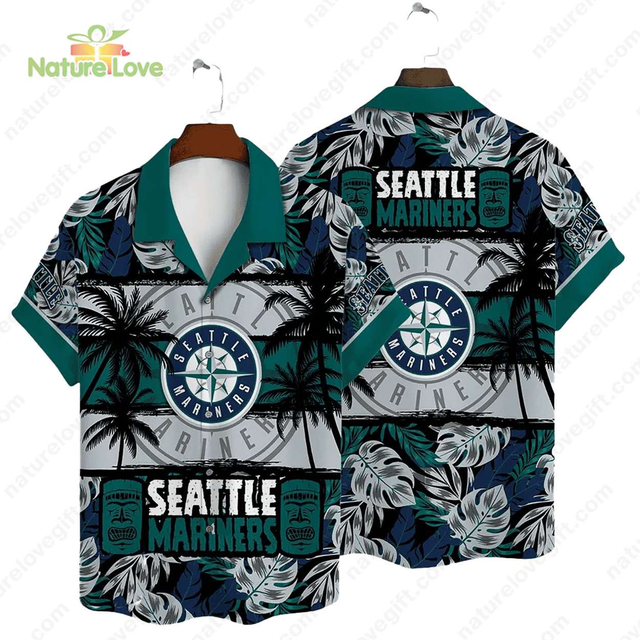 Seattle Mariners Tiki Tropical Leaves Trees MLB - Adult & Kids T-Shirts, Sweatshirts & Hoodies apparel design preview 1