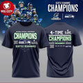 Seattle Seahawk NFC Champions 4-Time Champs 2025 Two - Adult & Kids T-Shirts, Sweatshirts & Hoodies apparel design preview 1