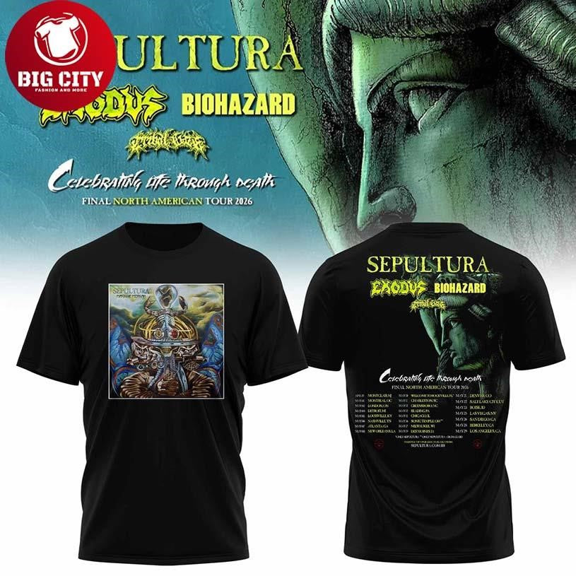 Sepultura Celebrating Life Through Death North - Adult & Kids T-Shirts, Sweatshirts & Hoodies apparel design preview 1
