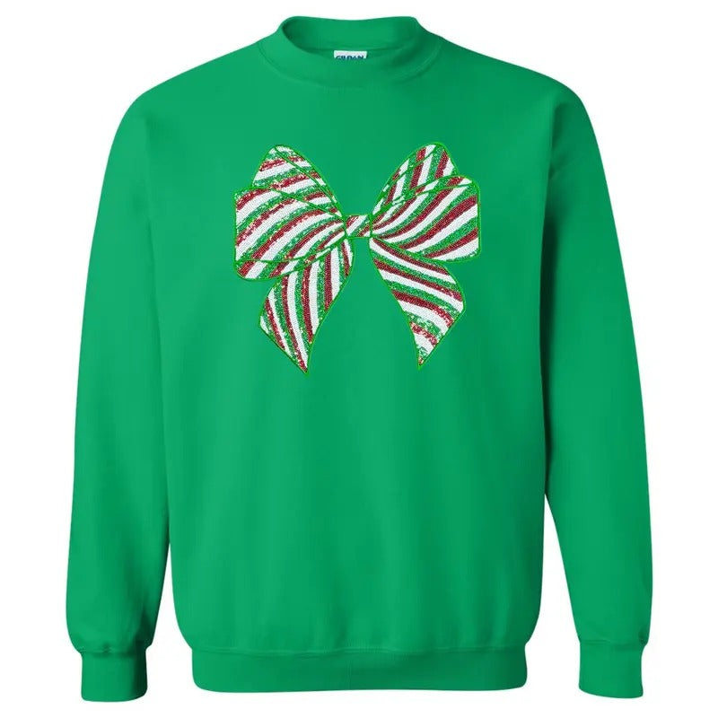 Sequin Red Green Bow Patch - Adult & Kids T-Shirts, Sweatshirts & Hoodies apparel design preview 1