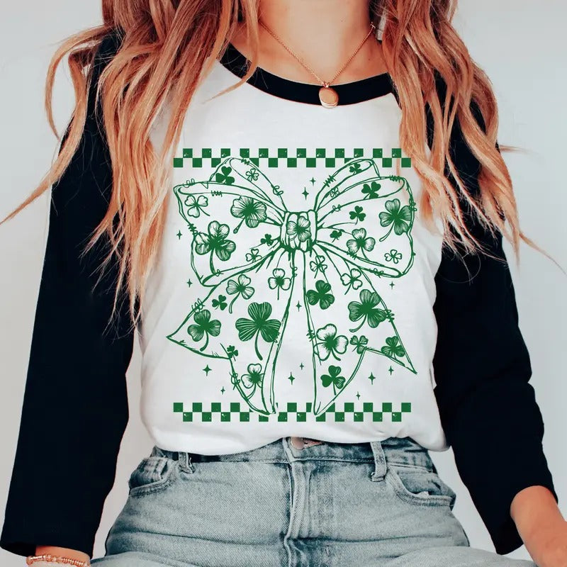 Shamrock Coquette Big Bow St Patrick'S Clover TWO - Adult & Kids T-Shirts, Sweatshirts & Hoodies apparel design preview 1