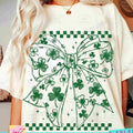 Shamrock Coquette Bow St Patricks Clover Irish Retro - Adult & Kids T-Shirts, Sweatshirts & Hoodies apparel design preview 1
