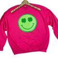 Shamrock Happy Face Patch Gildan HOT PINK - Adult & Kids T-Shirts, Sweatshirts & Hoodies apparel design preview 1