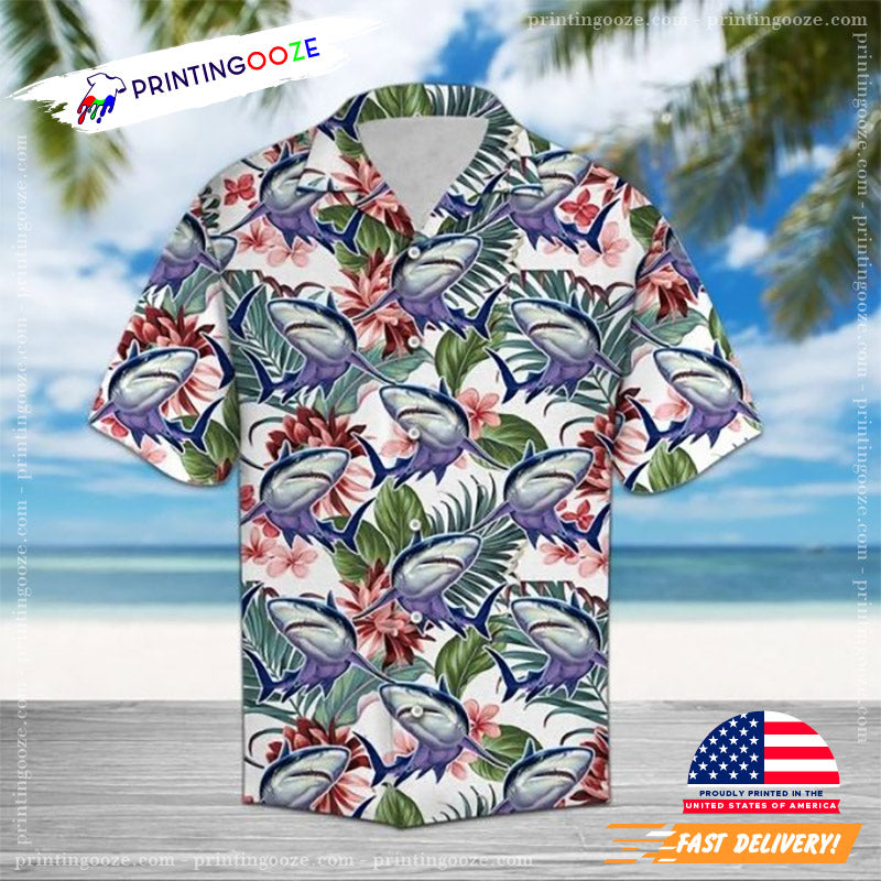 Shark Flower Hawaiian - Adult & Kids T-Shirts, Sweatshirts & Hoodies apparel design preview 1