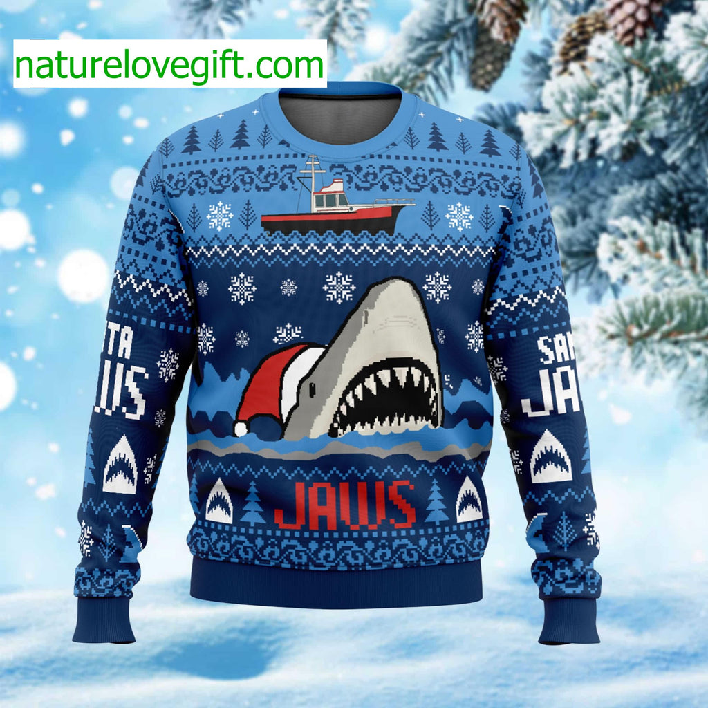 Shark Santa Jaws Ugly Christmas Sweater - Holiday Gift product image
