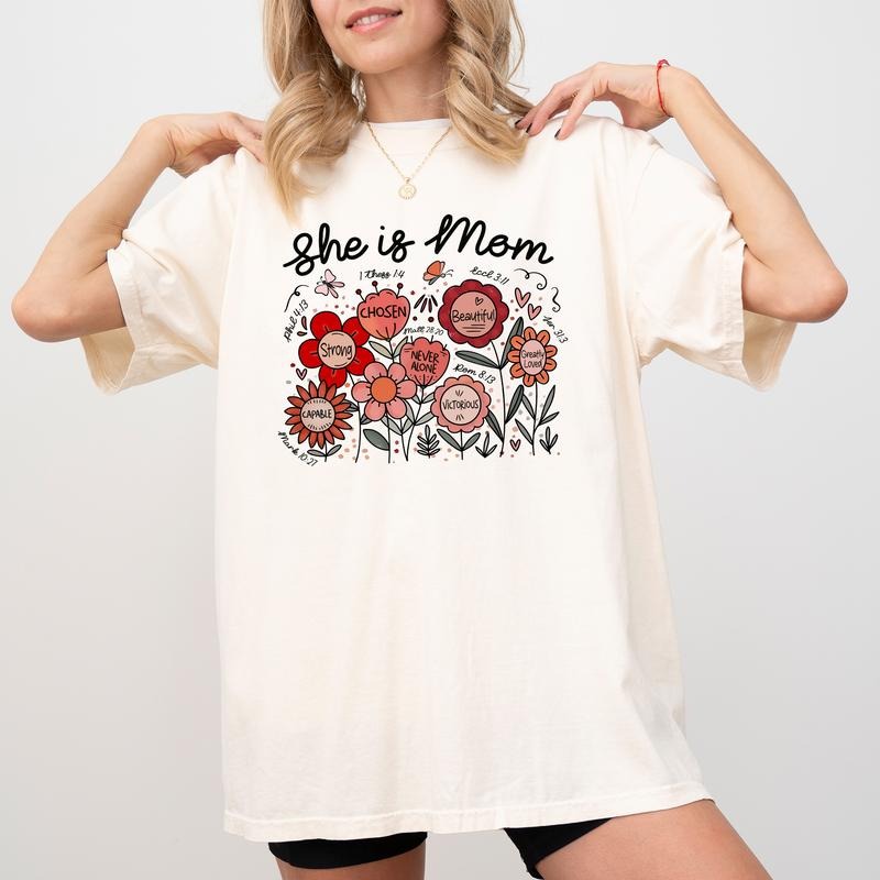 She Is Mom Bible Verse Comfort Colors Religious - Adult & Kids T-Shirts, Sweatshirts & Hoodies apparel design preview 1