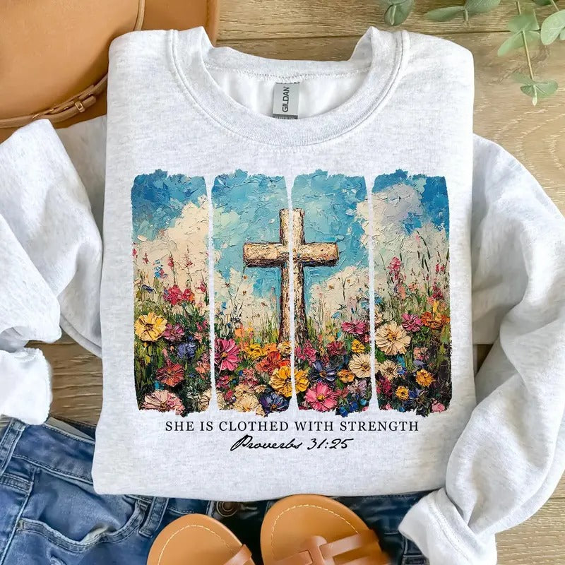 She Is Clothed Strength DTF Transfers THIS NOT - Adult & Kids T-Shirts, Sweatshirts & Hoodies apparel design preview 1