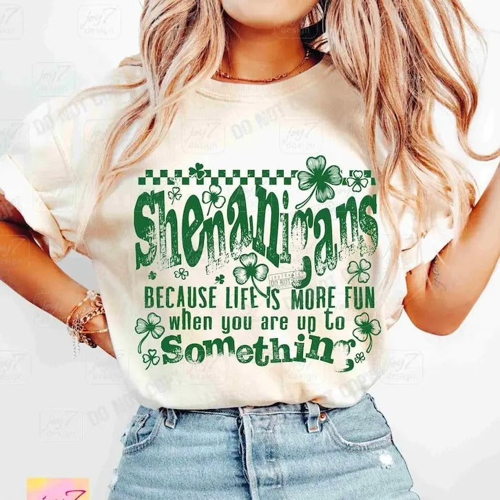 Shenanigans Shamrock St Patricks Funny Saying Clover - Adult & Kids T-Shirts, Sweatshirts & Hoodies apparel design preview 1