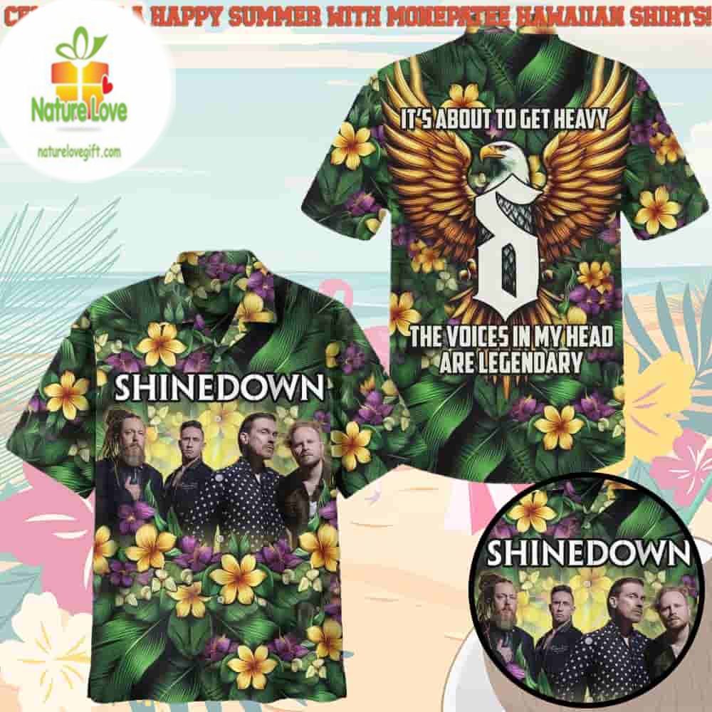 Shinedown Hawaiian Beach Shorts Heavy Voices - Adult & Kids T-Shirts, Sweatshirts & Hoodies apparel design preview 1