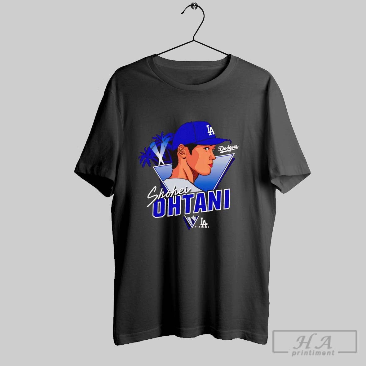 Shohei Ohtani Caricature Franklin Los Angeles Dodgers - Adult & Kids T-Shirts, Sweatshirts & Hoodies apparel design preview 1