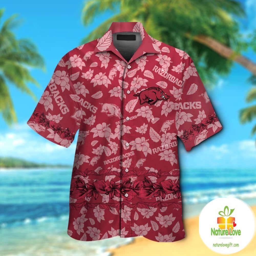Hawaiian Arkansas Razorbacks Short Sleeve Button Up - Adult & Kids T-Shirts, Sweatshirts & Hoodies apparel design preview 1