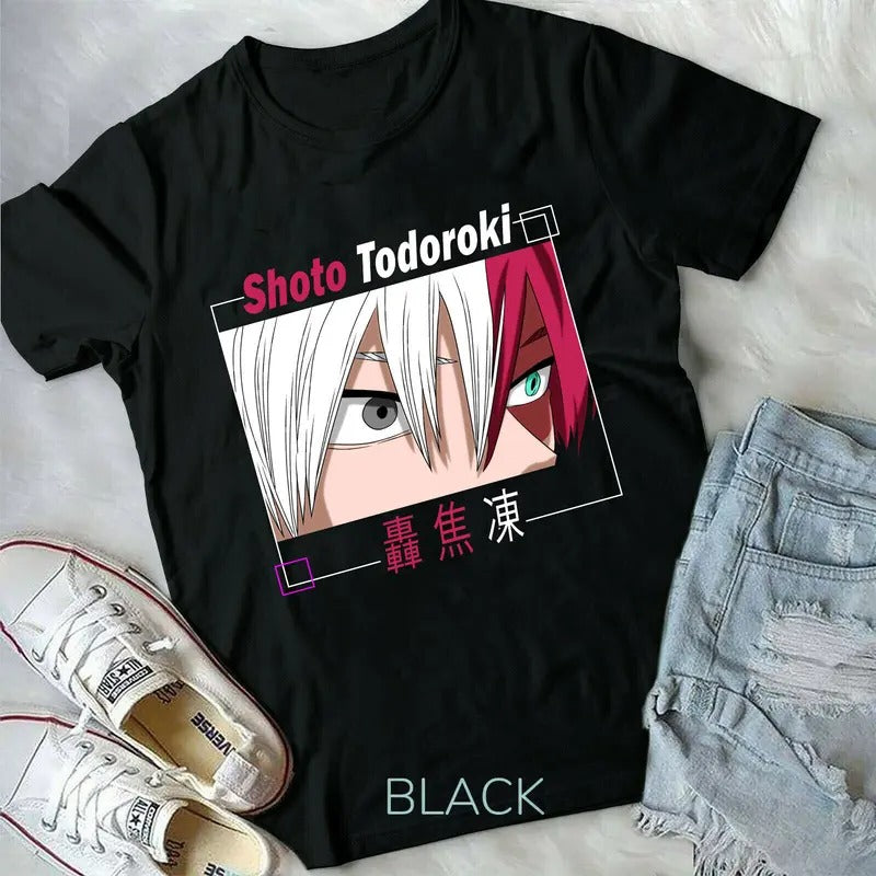 Shoto Todoroki My Hero Katsuki Bakugo Vaporwave New - Adult & Kids T-Shirts, Sweatshirts & Hoodies apparel design preview 1