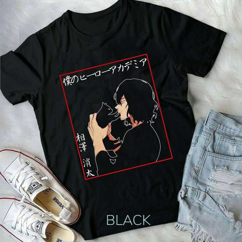 Shouta Aizawa Cute Cat Manga BNHA Boku No Hero New S - Adult & Kids T-Shirts, Sweatshirts & Hoodies apparel design preview 1