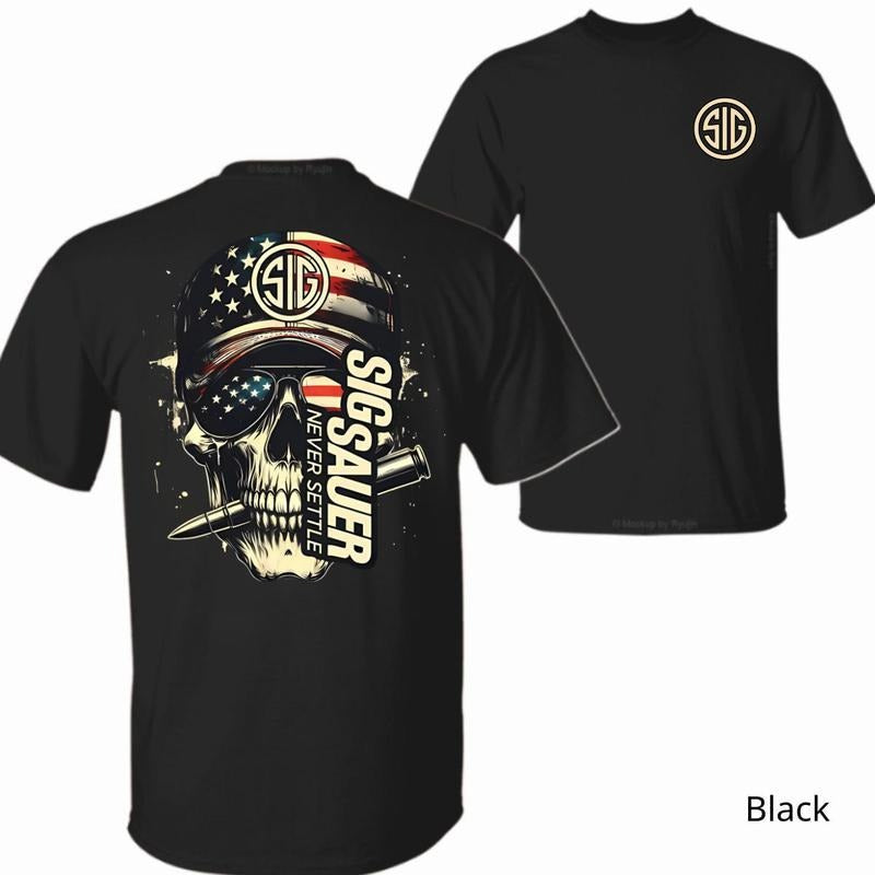 Sig Sauer Skull Bullet USA Flag All Seasons - Adult & Kids T-Shirts, Sweatshirts & Hoodies apparel design preview 1