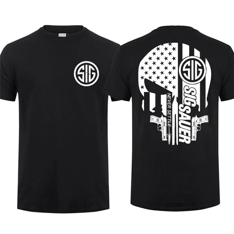 Sig Sauer Skull Gun America Flag 2 Sided Tactical - Adult & Kids T-Shirts, Sweatshirts & Hoodies apparel design preview 1