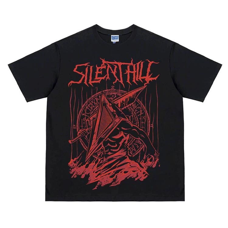 Silent Hill "Scarlet Pyramid Head" Vintage Game 100% - Adult & Kids T-Shirts, Sweatshirts & Hoodies apparel design preview 1