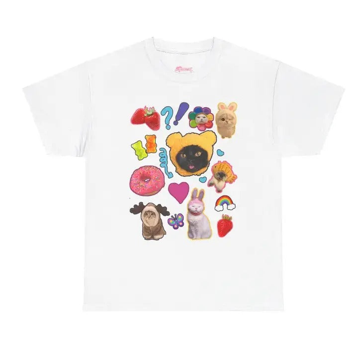 Silly Cat 90s Kawaii Meme Kitten Cats - Adult & Kids T-Shirts, Sweatshirts & Hoodies apparel design preview 1
