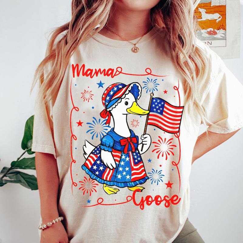 Silly Mama 4th July Goose America Coquette Bows - Adult & Kids T-Shirts, Sweatshirts & Hoodies apparel design preview 1
