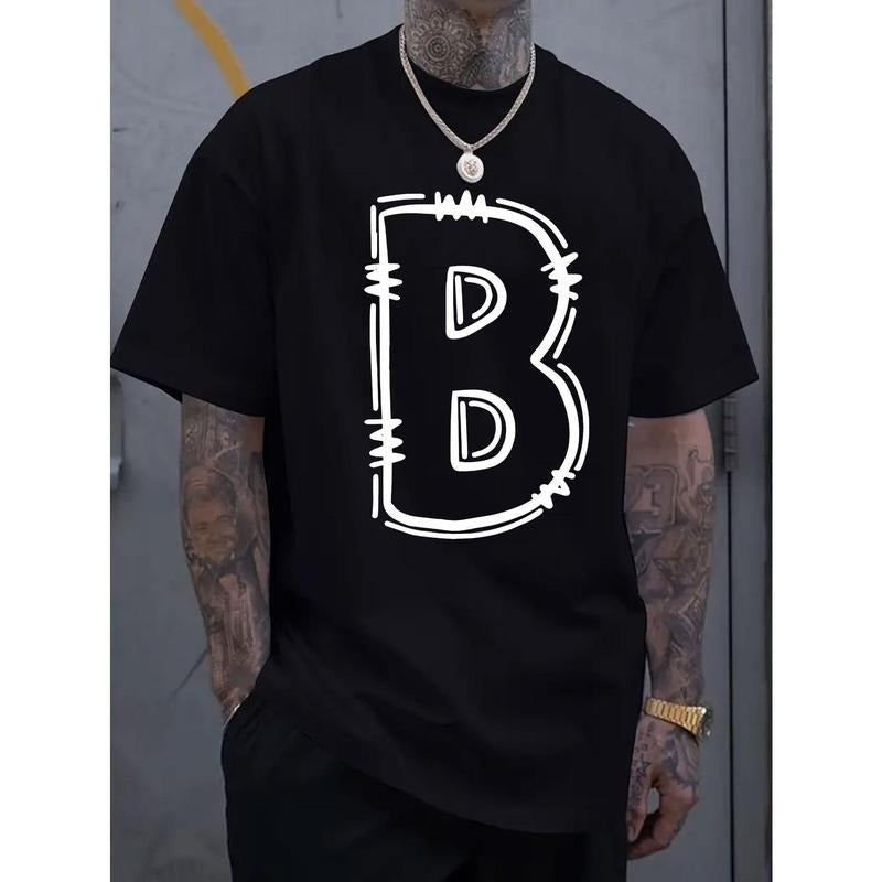 Simple Round Neck Short Sleeved B Letter Print - Adult & Kids T-Shirts, Sweatshirts & Hoodies apparel design preview 1