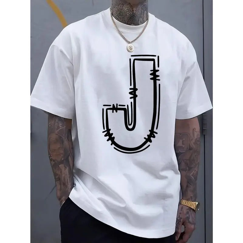 Simple J Letter Printed Round Neck Short Sleeved - Adult & Kids T-Shirts, Sweatshirts & Hoodies apparel design preview 1