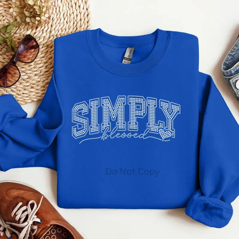 Simply Blessed Rhinestone Transfer - Adult & Kids T-Shirts, Sweatshirts & Hoodies apparel design preview 1