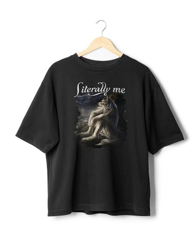 Sitting Wolf Literally Me Funny Meme Grunge Emo Sigma - Adult & Kids T-Shirts, Sweatshirts & Hoodies apparel design preview 1