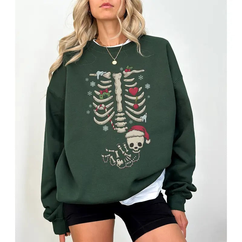 Skeleton Maternity Funny Pregnancy Announcement 2024 - Adult & Kids T-Shirts, Sweatshirts & Hoodies apparel design preview 1