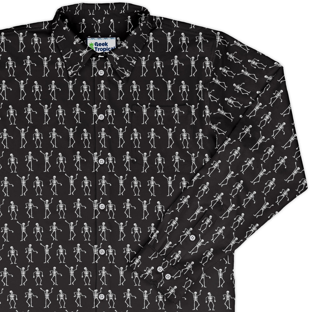 Skeleton Hanging Button Up - Adult & Kids T-Shirts, Sweatshirts & Hoodies apparel design preview 1