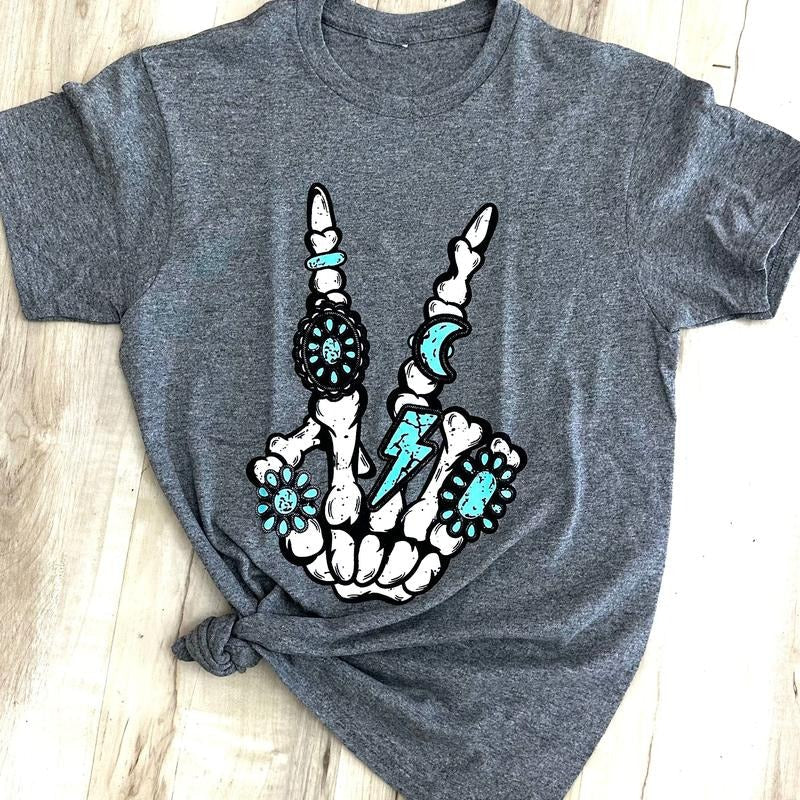 Skeleton Rings Peace Sign - Adult & Kids T-Shirts, Sweatshirts & Hoodies apparel design preview 1