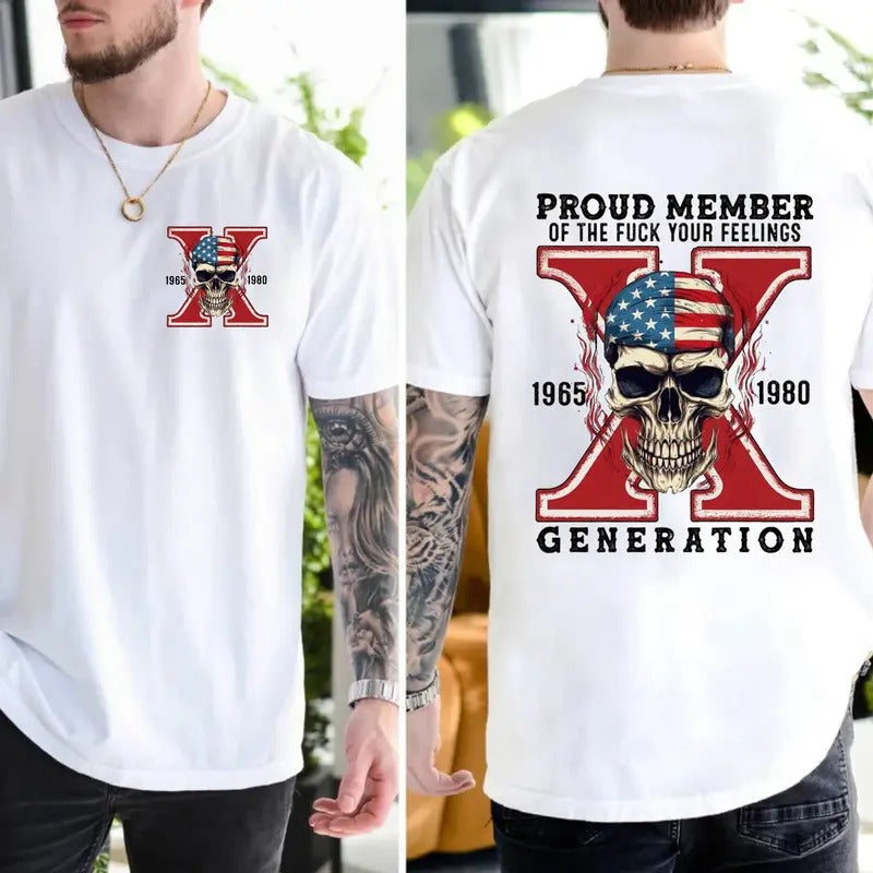 Skull Halloween Gen X Sarcastic Two Sides Proud - Adult & Kids T-Shirts, Sweatshirts & Hoodies apparel design preview 1