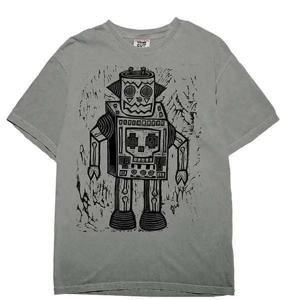 Skull Robot Woodblock Hand Printed Cotton Menswear - Adult & Kids T-Shirts, Sweatshirts & Hoodies apparel design preview 1