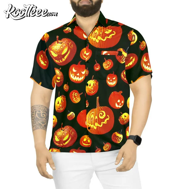 Skull Scary Pumpkin Halloween Hawaiian - Adult & Kids T-Shirts, Sweatshirts & Hoodies apparel design preview 1
