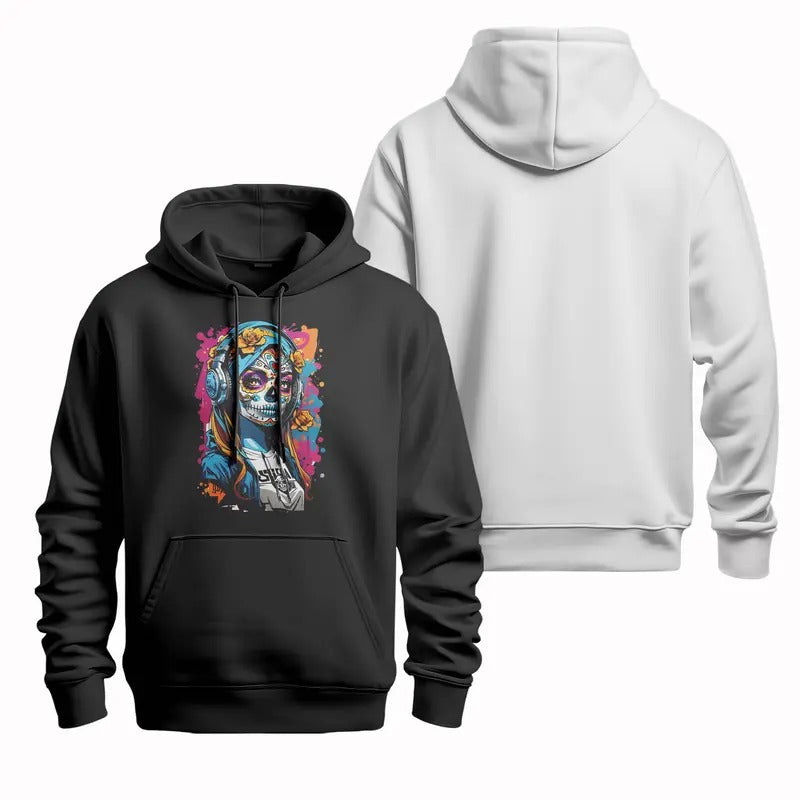 Skull Girl Hooded Debut Headphone Garland Colorful - Adult & Kids T-Shirts, Sweatshirts & Hoodies apparel design preview 1