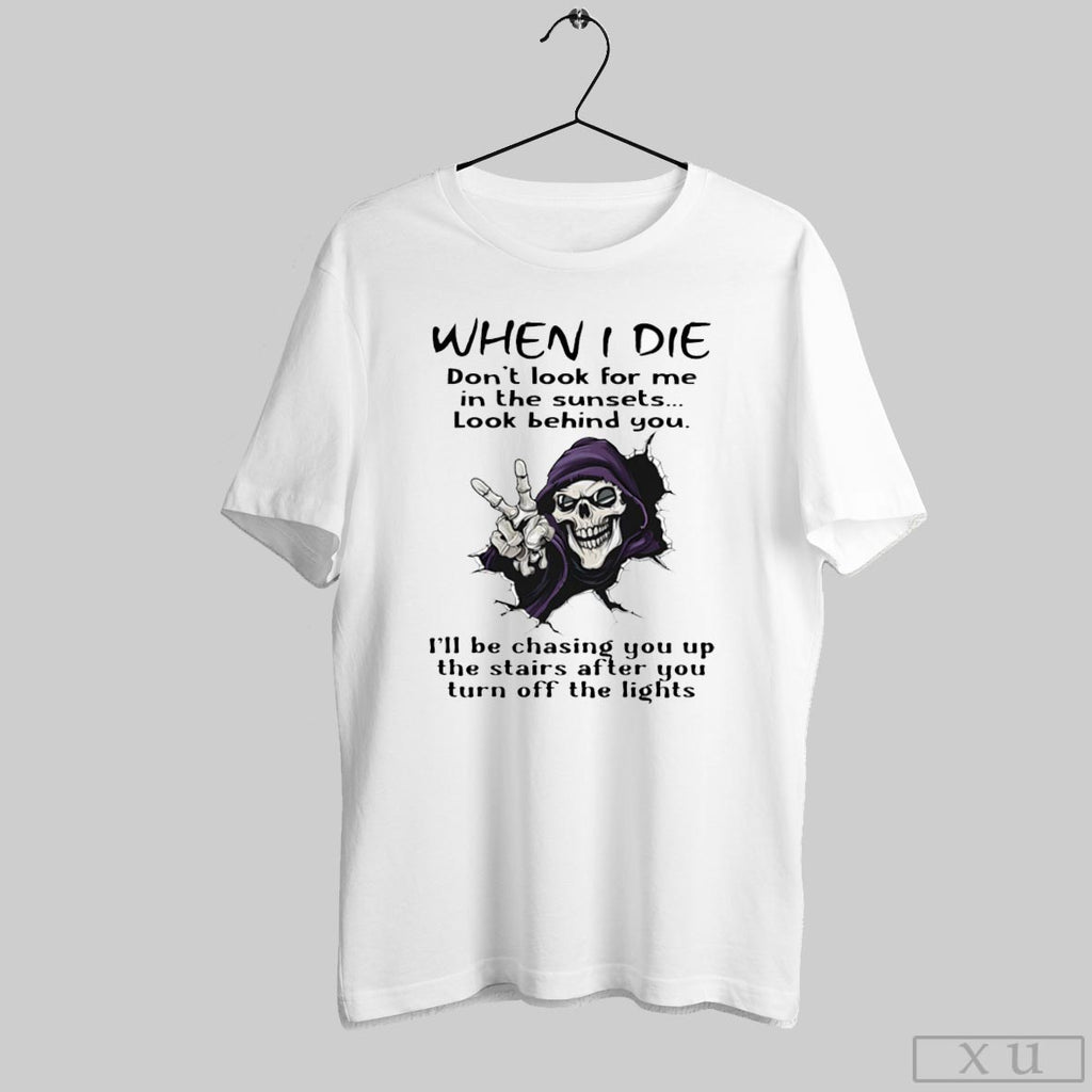 Skull When I Die Dont Look For Me In The Sunsets - Adult & Kids T-Shirts, Sweatshirts & Hoodies apparel design preview 1