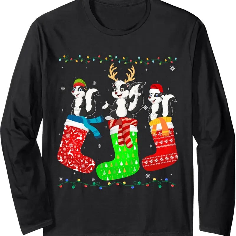 Skunk Xmas Socks Funny Ugly - Adult & Kids T-Shirts, Sweatshirts & Hoodies apparel design preview 1